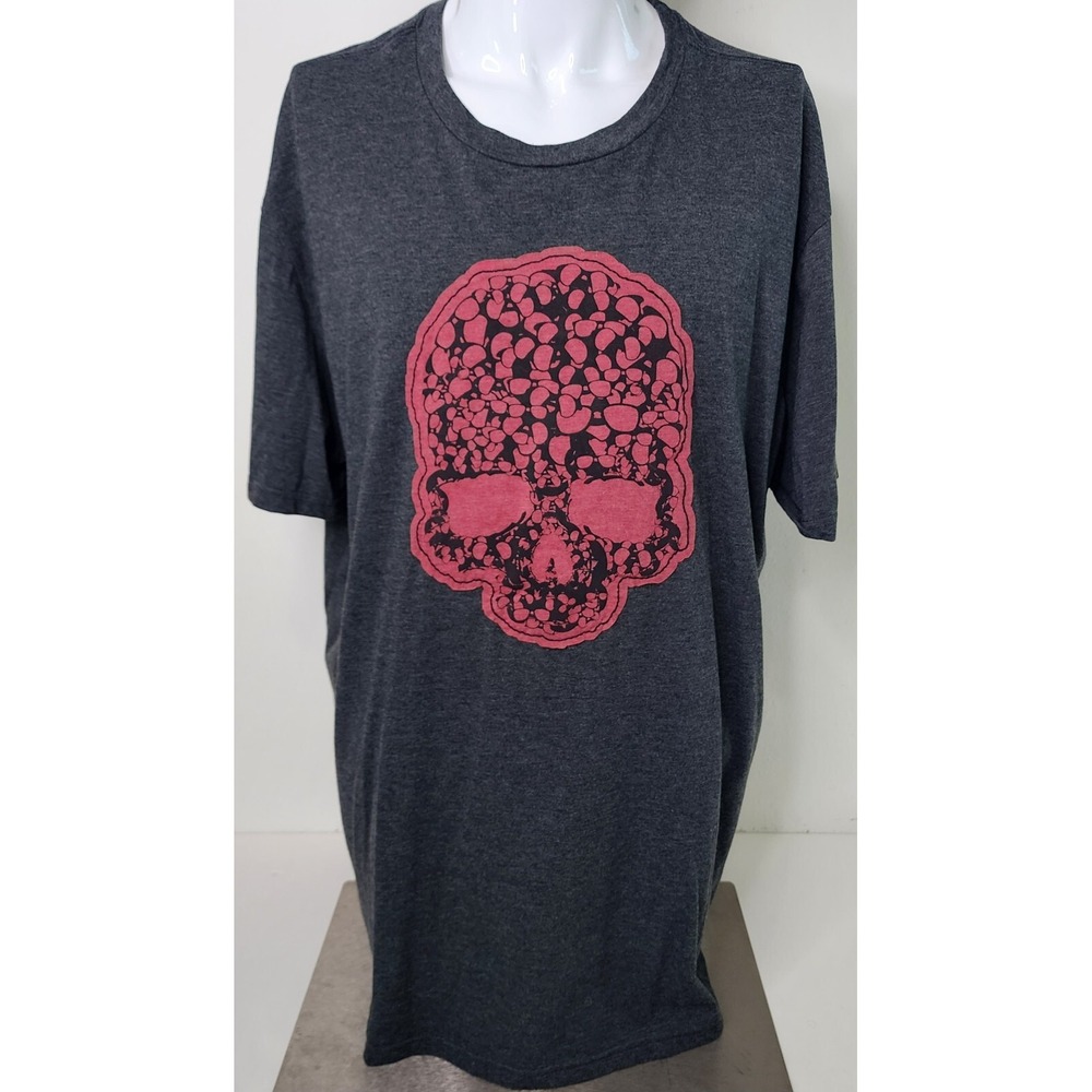 Oakley Shirt Mens Size XXL‎ Gray T Shirt Red Skull Patch